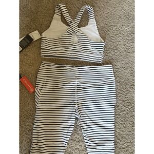 NWT Glyder Striped Activewear Set Bra Top &  Leggings with Pockets Athleisure XL
